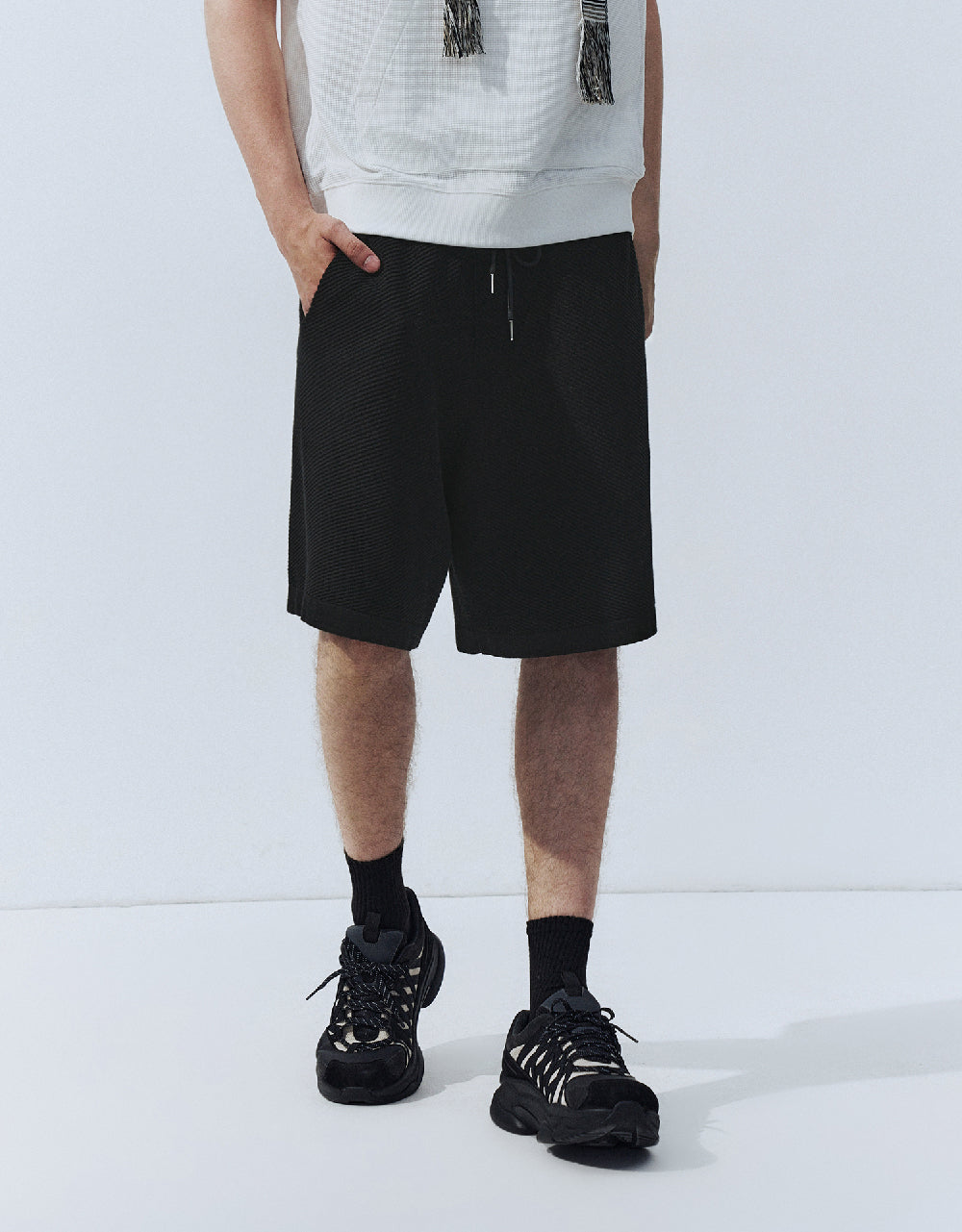 Drawstring Waist Knitted Shorts