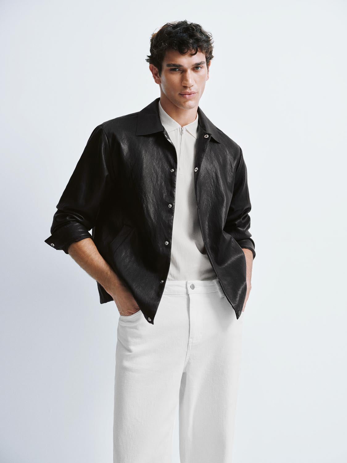 Faux Leather Button Up Jackets