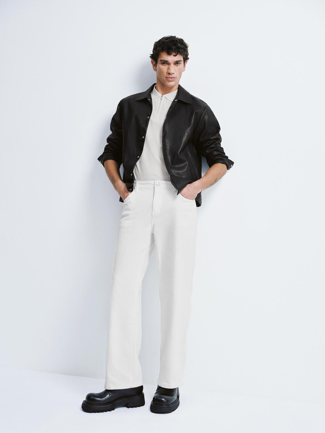 Faux Leather Button Up Jackets