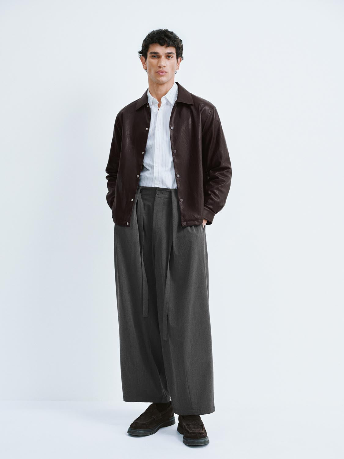 Faux Leather Button Up Jackets