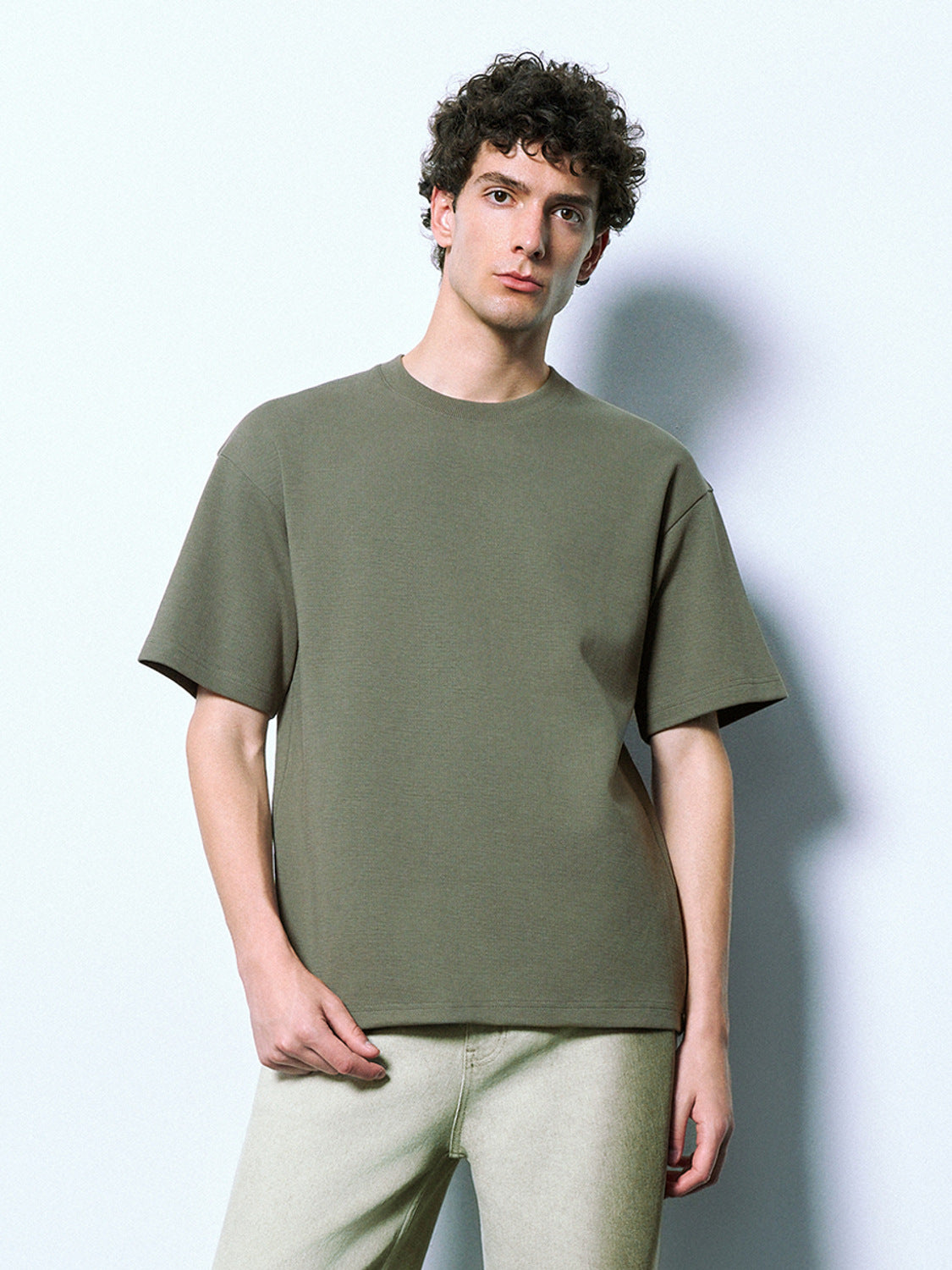 Textured Crew Neck Loose T-Shirt