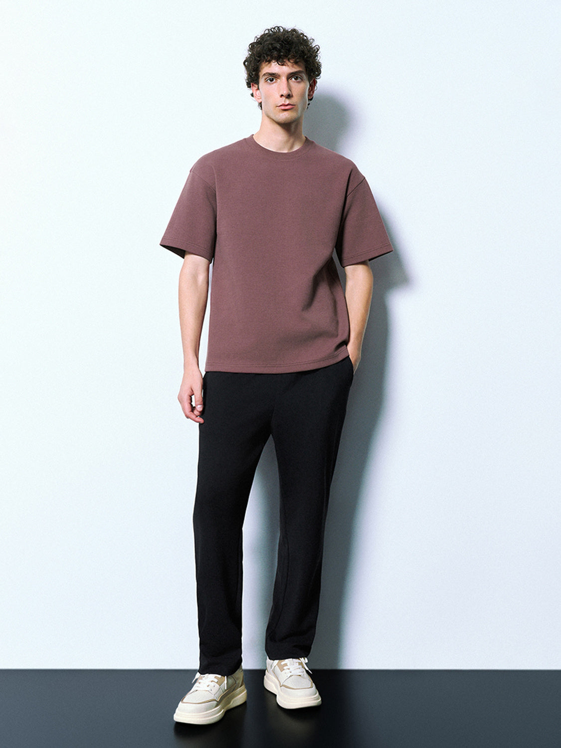 Textured Crew Neck Loose T-Shirt