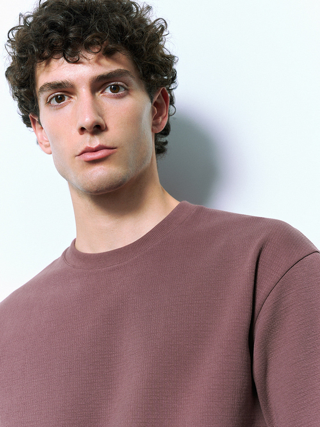 Textured Crew Neck Loose T-Shirt