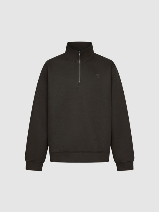 Half-Zip Long Sleeve Cotton Blend Sweatshirt