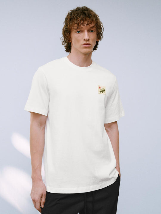 100 % Cotton Embroidered Patch Cactus Emblem T-Shirt