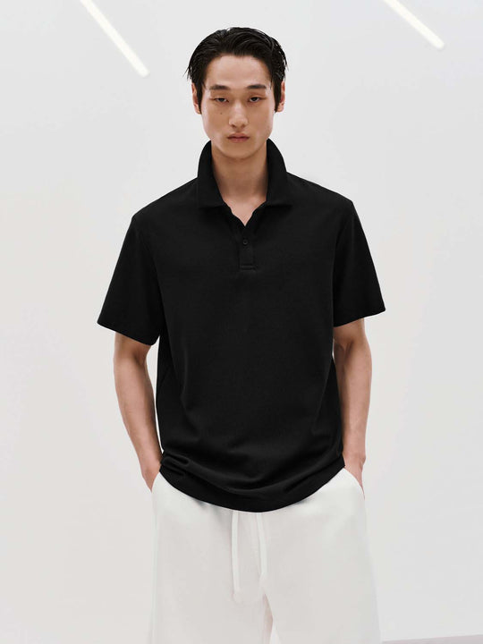 Classic Collar Loose Fit Cotton Short Sleeve Polo Shirt