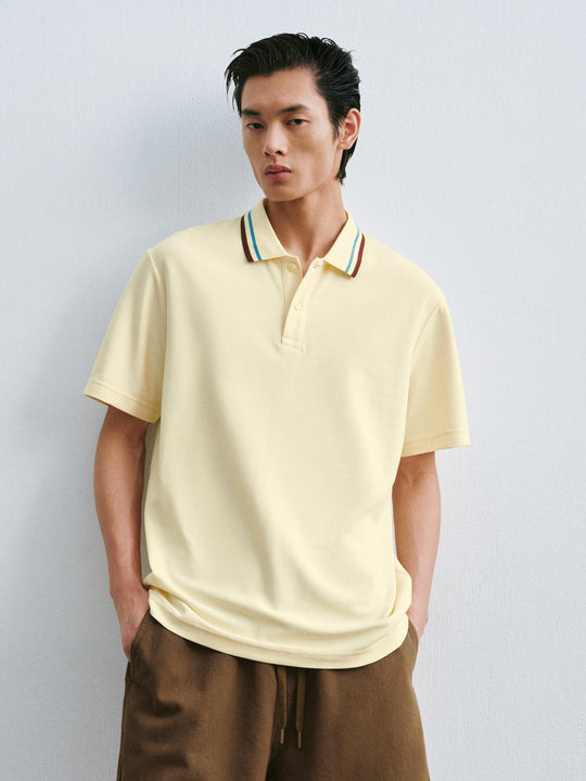 Cotton Polyester Blend With Striped Collar Design Polo