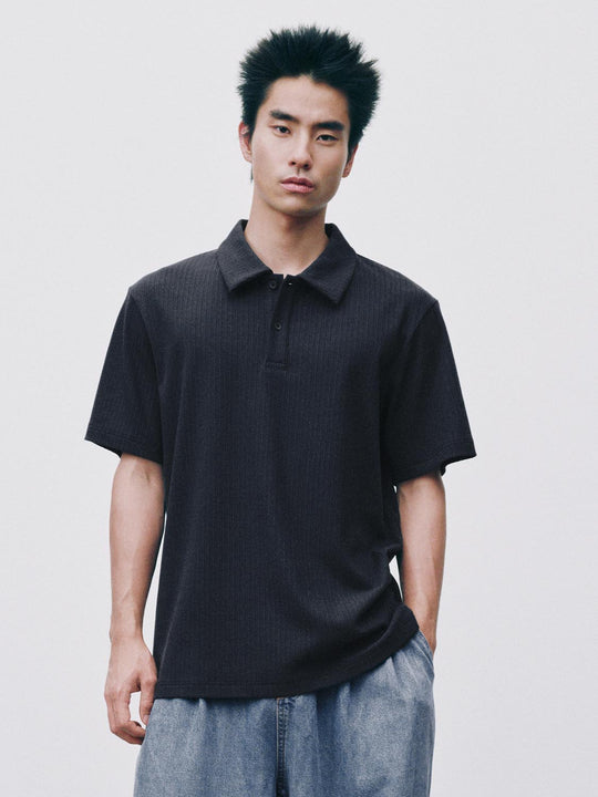 Ribbed Cotton Modal Polo Shirt
