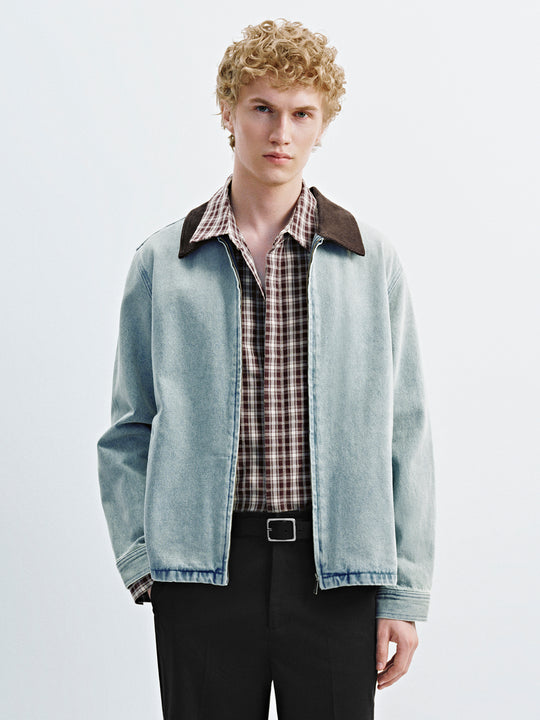 Lapel Zip Denim Jackets