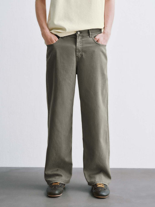 Wide-leg Lyocell Cotton Denim Pants