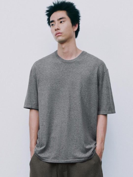 Oversized Boxy Crew Neck Knit Relaxed Silhouette T-shirt