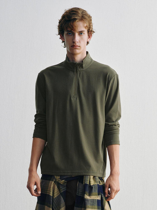 Quarter-zip Mock Neck Long Sleeve Sweatshirt