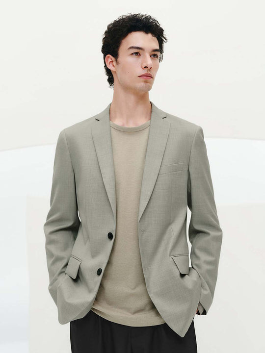 Textured Solid Color Notch Lapel Long Sleeve Blazer