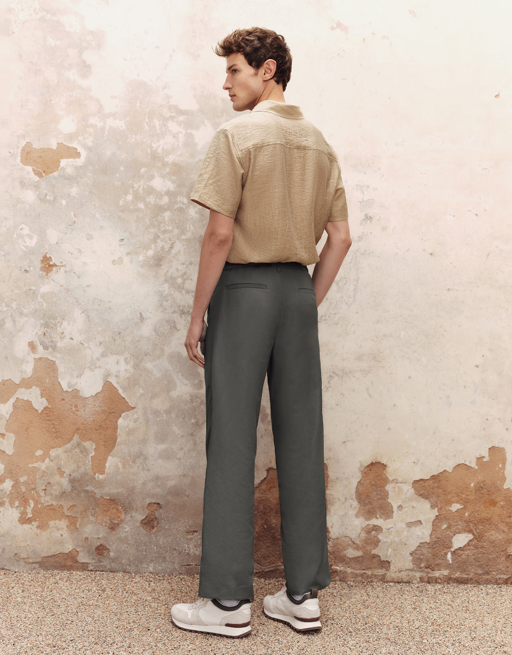Textured Button Up Straight Shirt