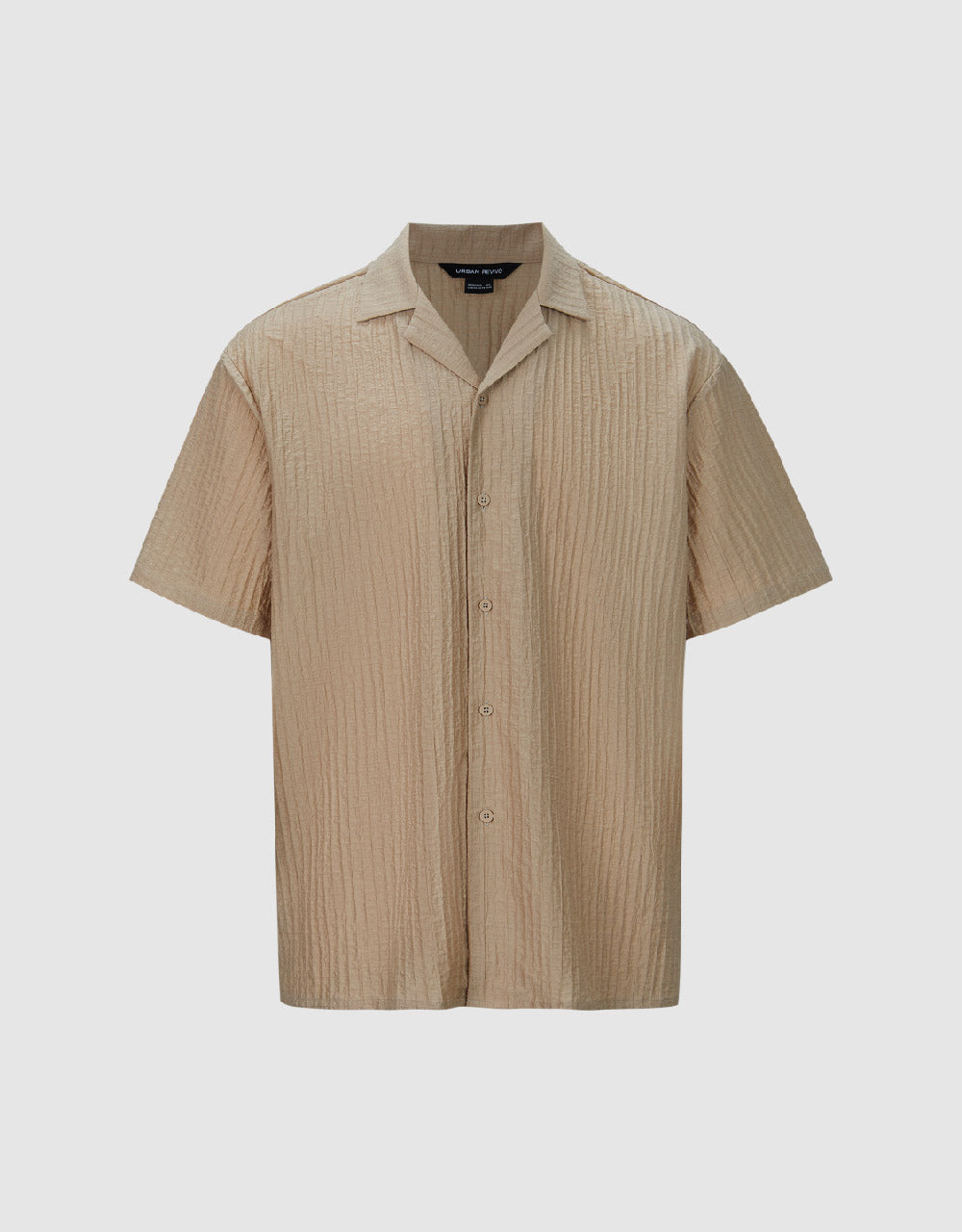 Textured Button Up Straight Shirt