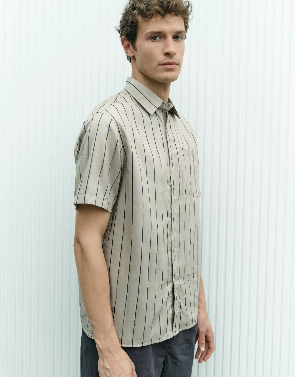 Vertical Striped Straight Shirt