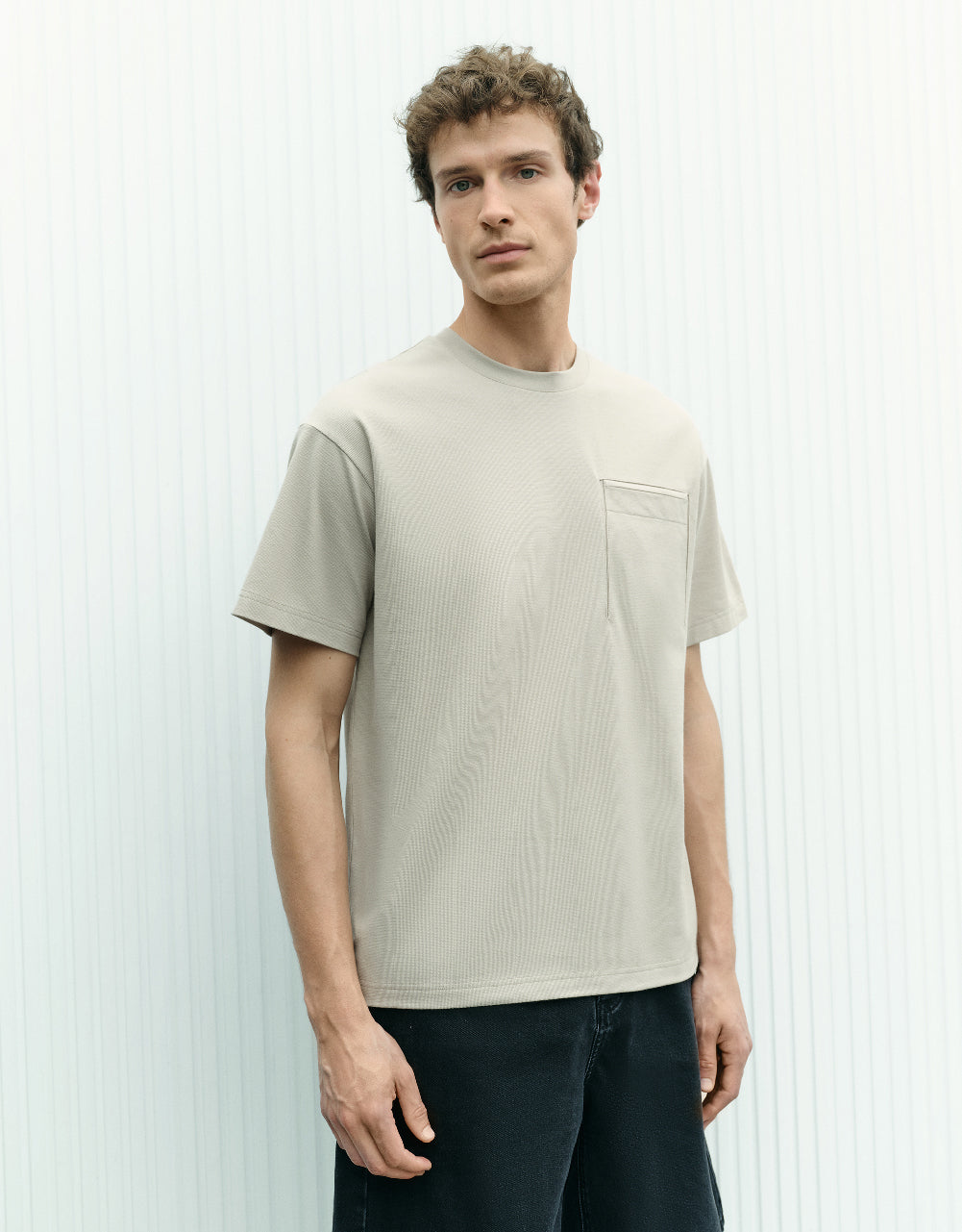 Pocket Detail Knitted Crew Neck T-Shirt