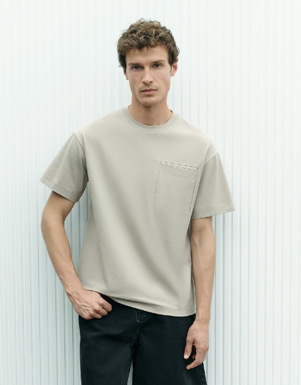 Pocket Detail Knitted Crew Neck T-Shirt