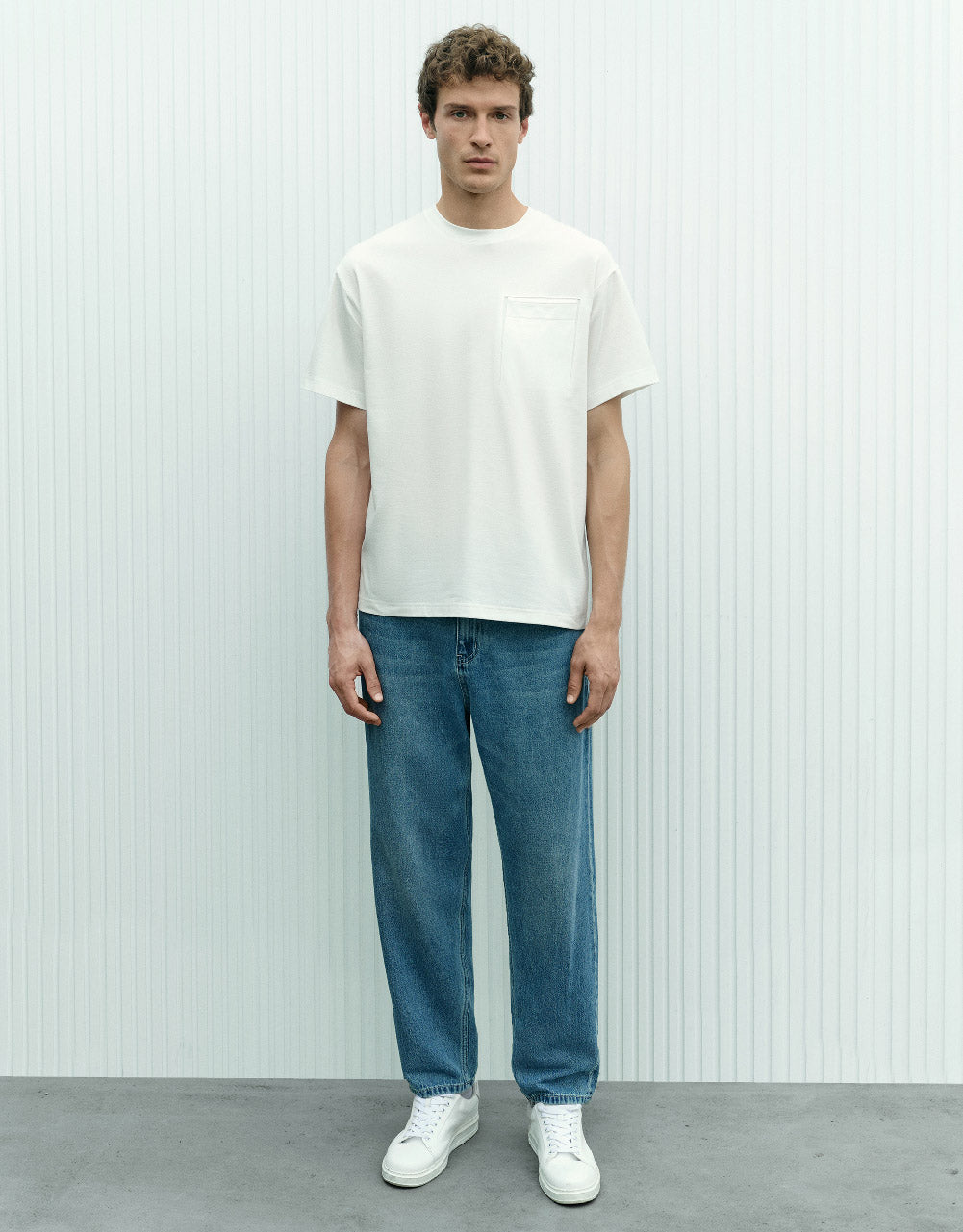 Pocket Detail Knitted Crew Neck T-Shirt