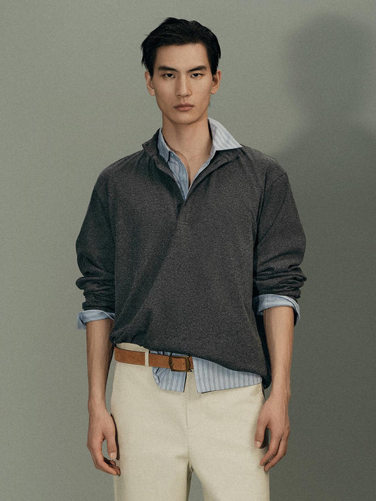 Henley Neck Long Sleeve T-Shirts