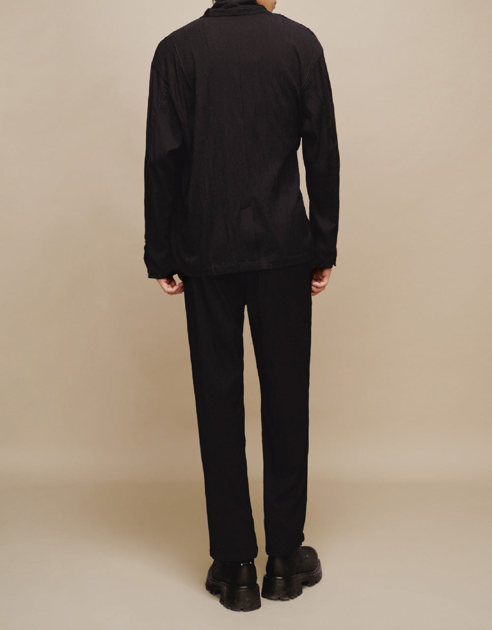 Textured Drawstring Waist Straight Pants