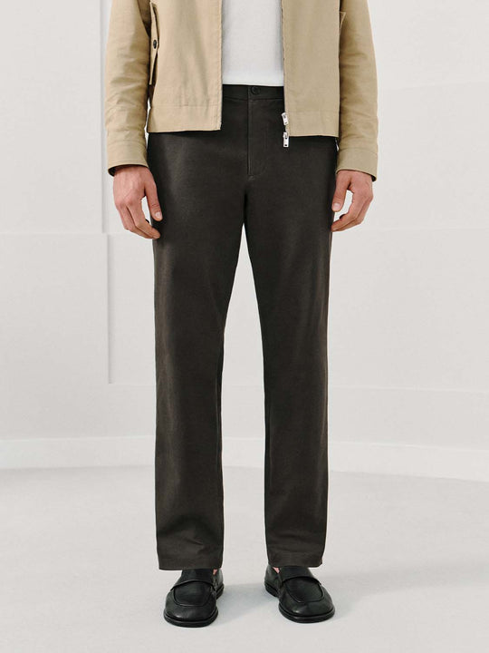 Regular Tailored Straight Leg Cotton Pants