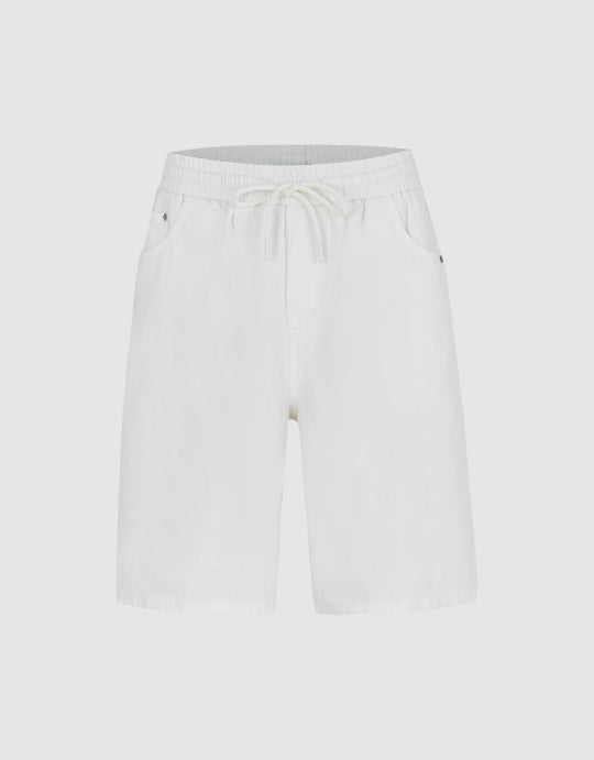 Drawstring Waist Denim Shorts