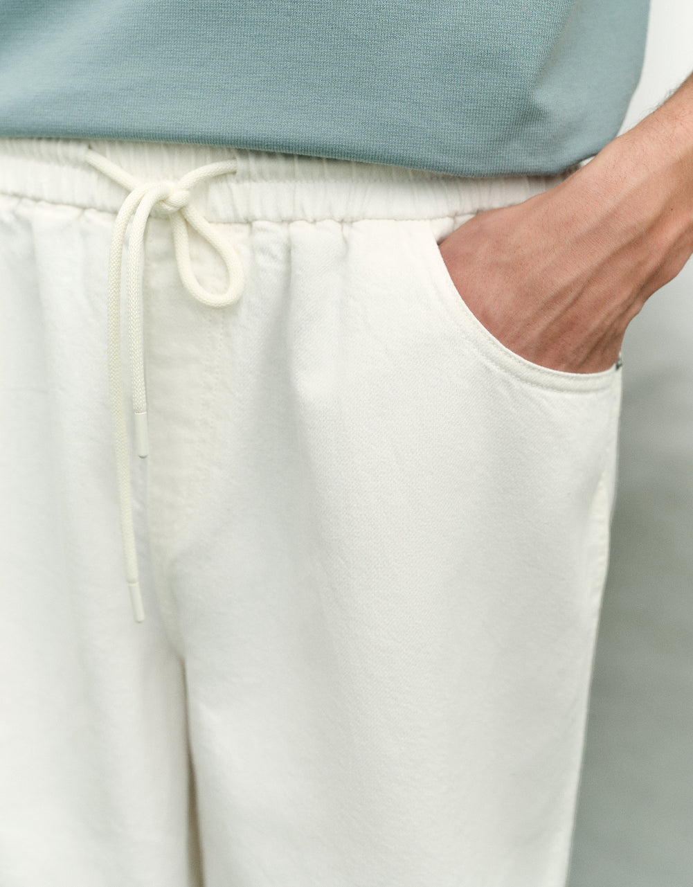 Drawstring Waist Denim Shorts