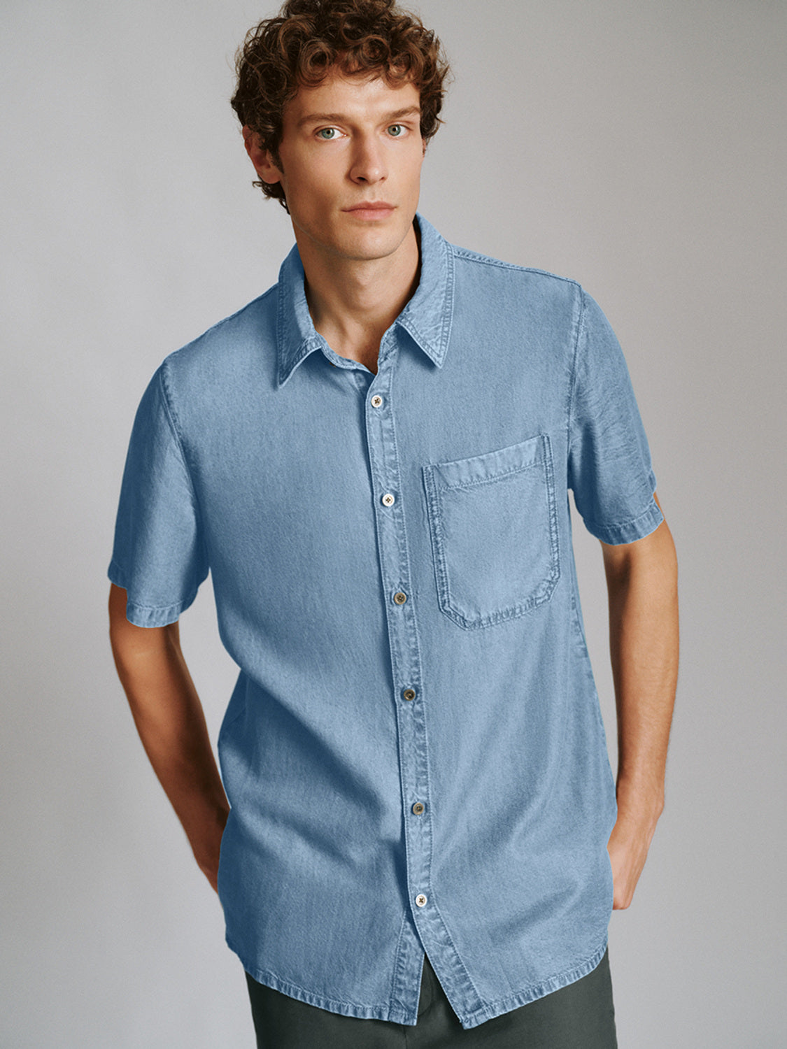 Button Up Loose Denim Shirt