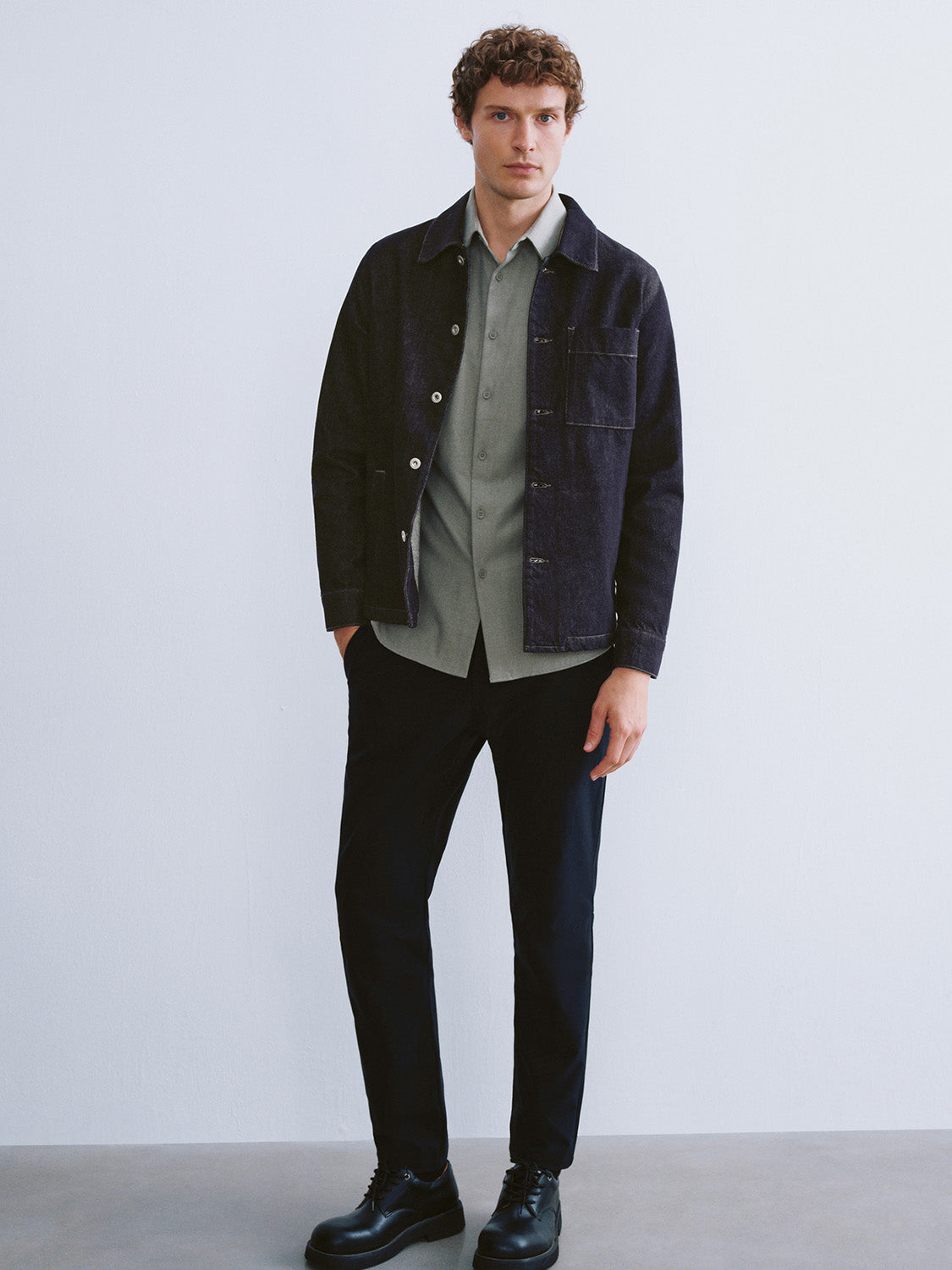 Button Up Straight Denim Jacket