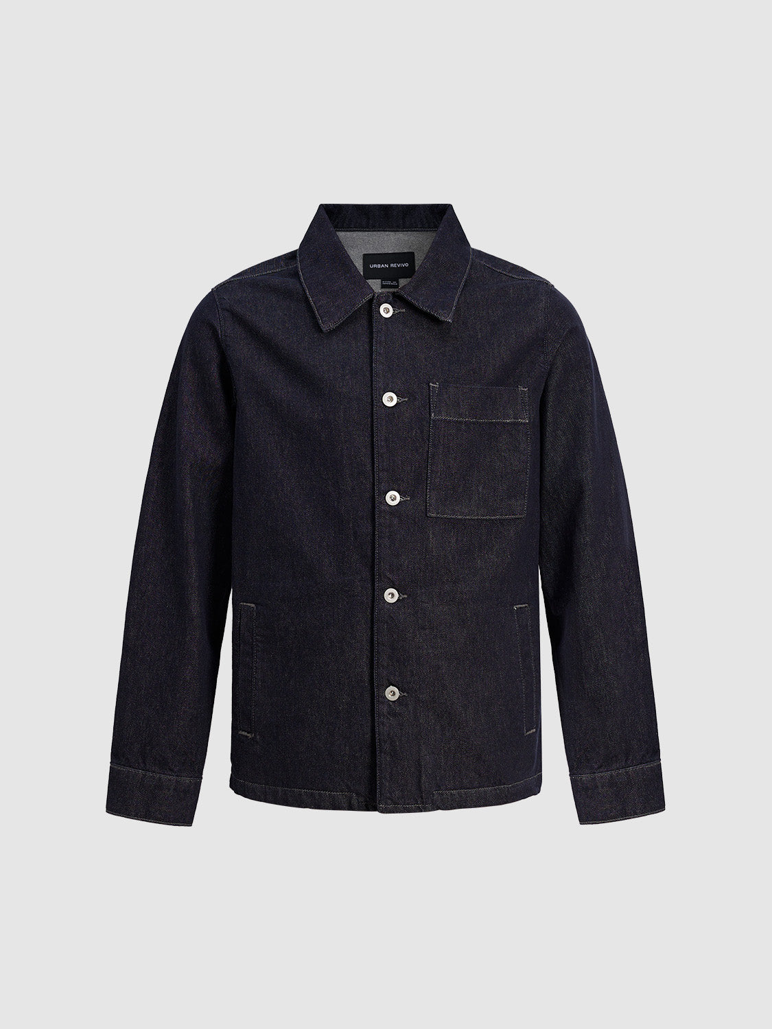 Button Up Straight Denim Jacket