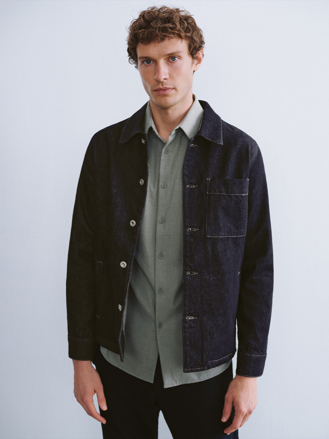 Button Up Straight Denim Jacket