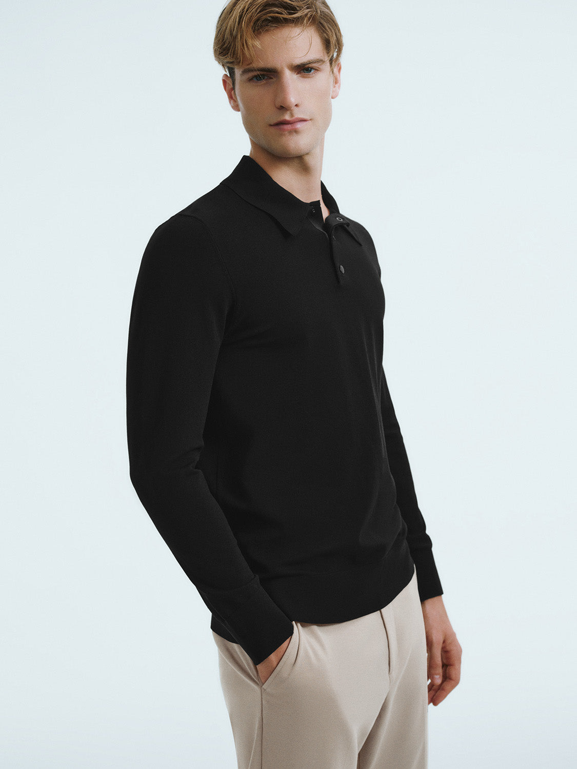 Button Half Placket Straight Knitted T-Shirt