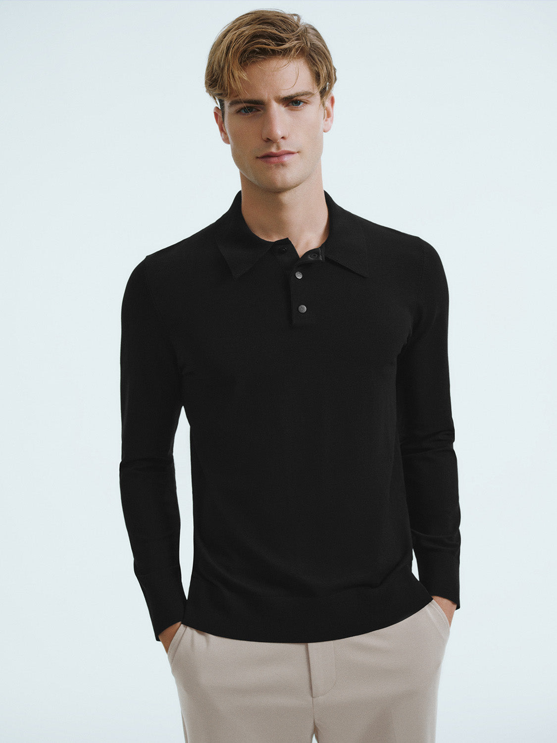 Button Half Placket Straight Knitted T-Shirt