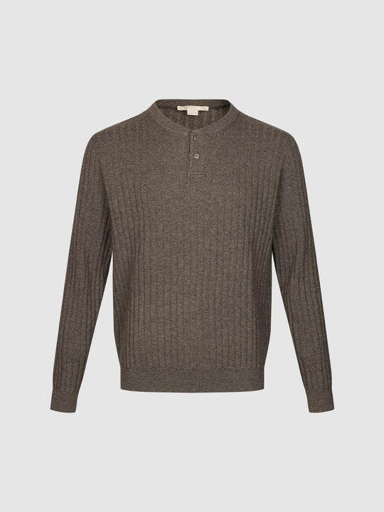 Ribbed Wool Blend Long Sleeve Crew Neck Pullover