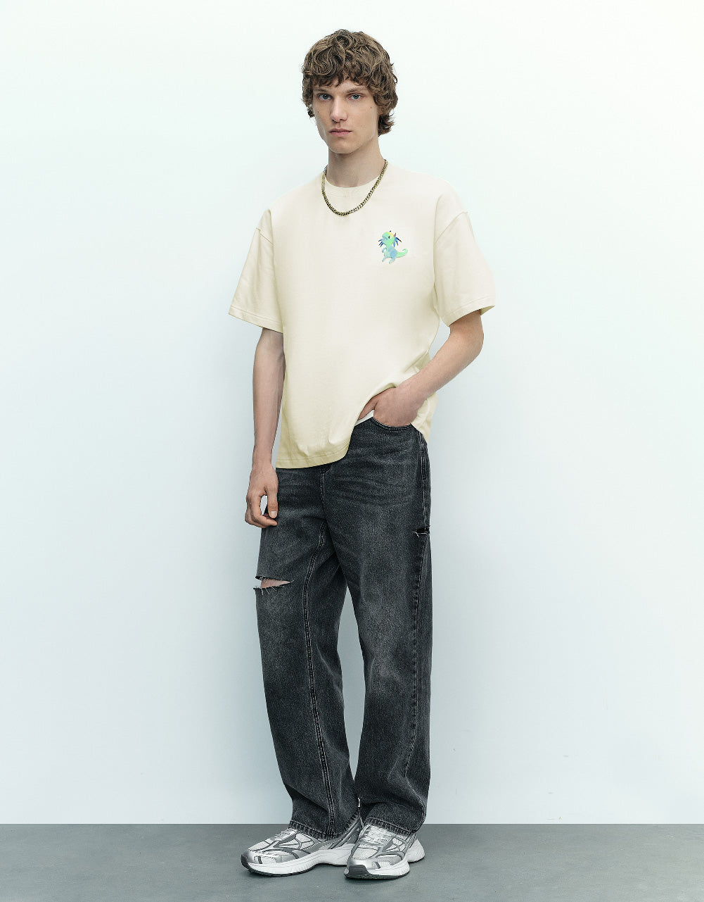 Drop Shoulder Sleeve Crew Neck T-Shirt