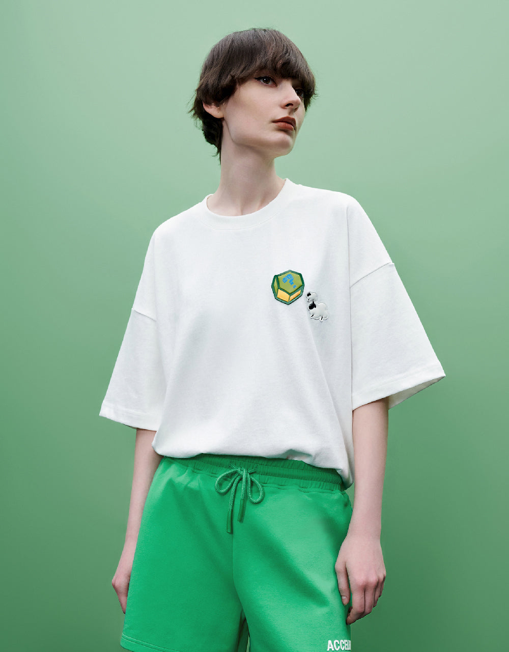 Drop Shoulder Sleeve Crew Neck T-Shirt