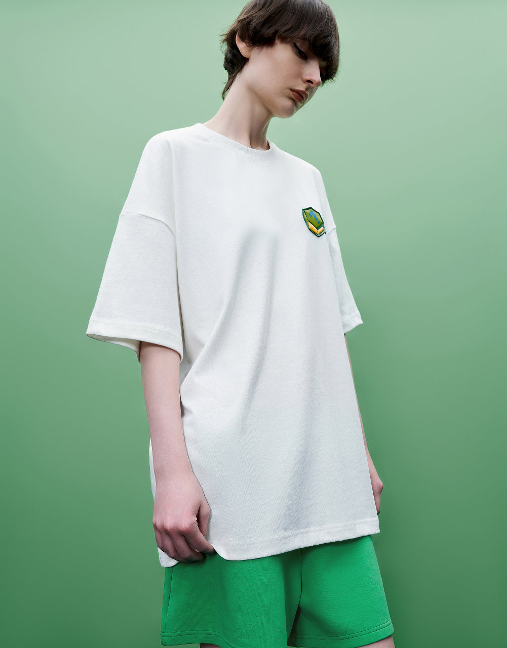 Drop Shoulder Sleeve Crew Neck T-Shirt