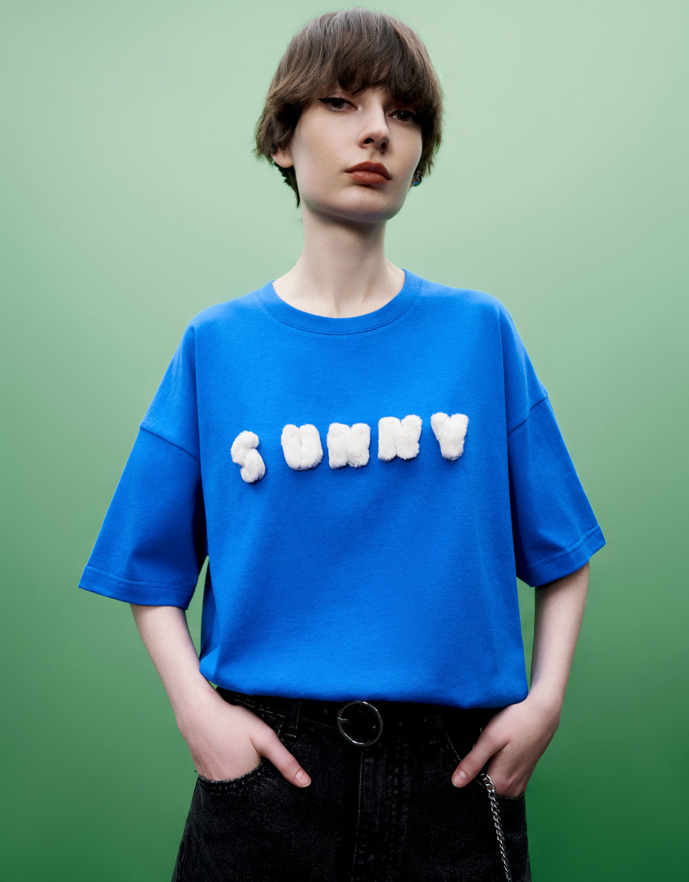 Sunny Embossed Crew Neck T-Shirt