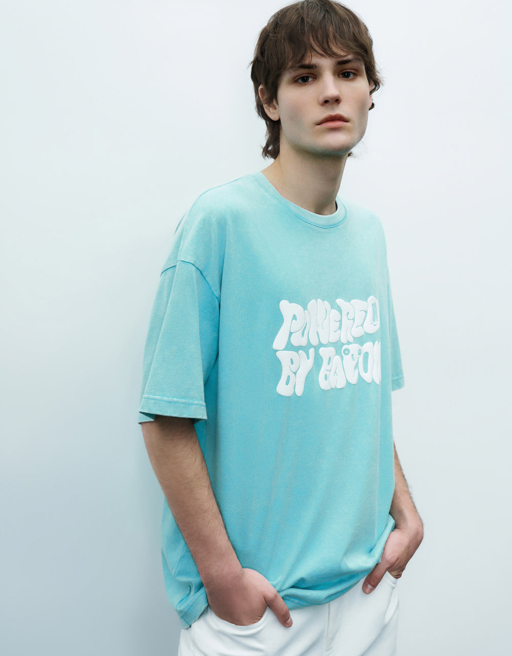 Letter Embossed Crew Neck T-Shirt