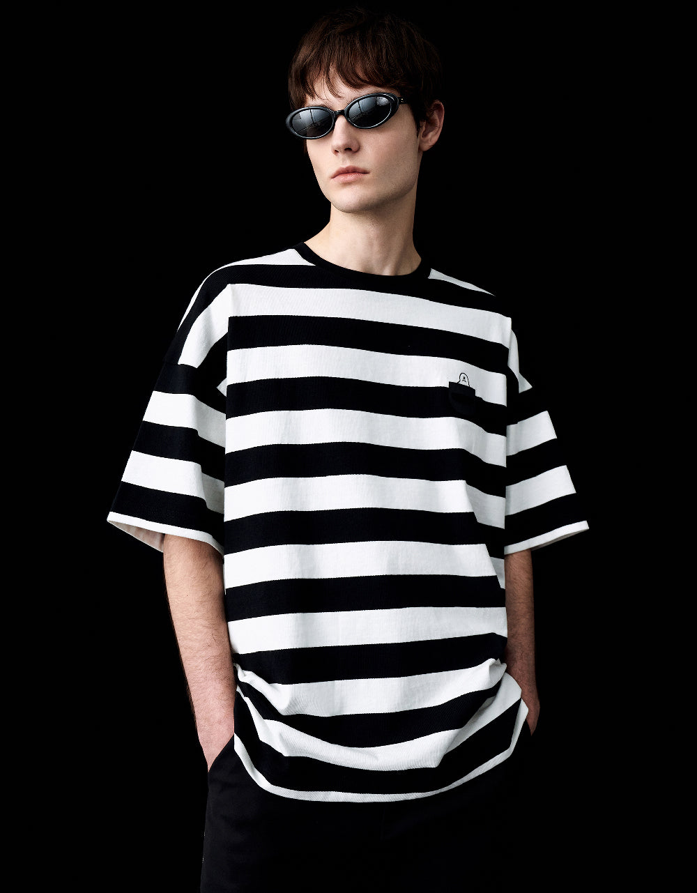 Striped Printed Crew Neck T-Shirt