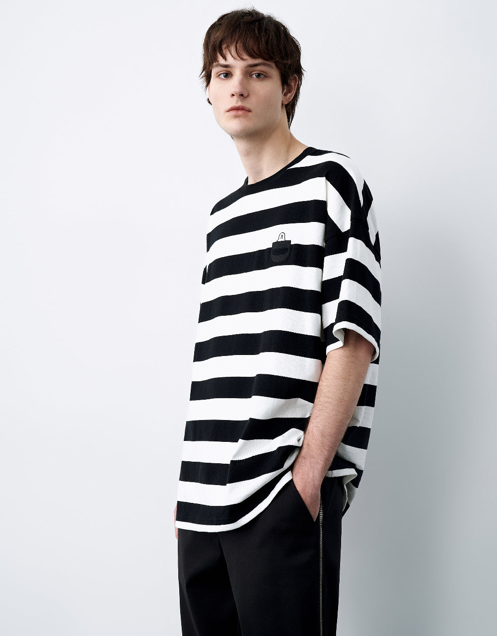 Striped Printed Crew Neck T-Shirt