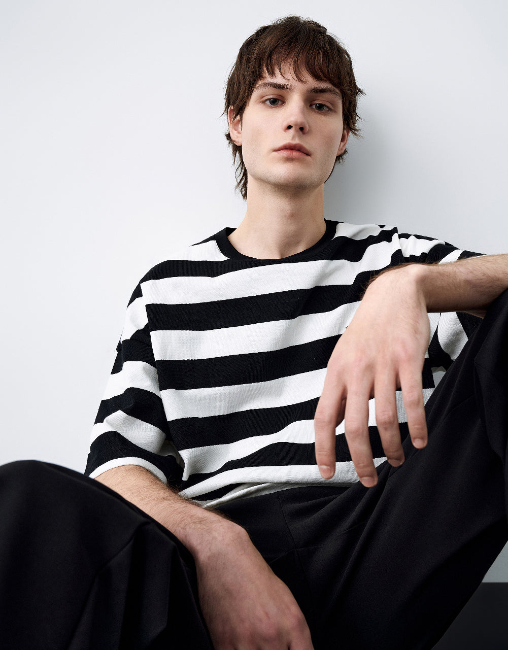 Striped Printed Crew Neck T-Shirt