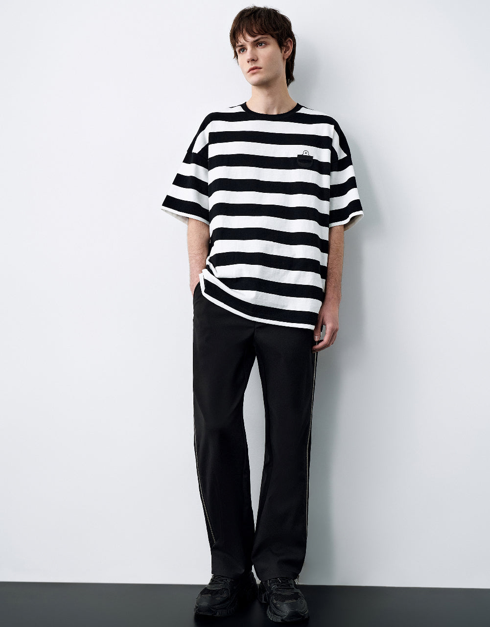 Striped Printed Crew Neck T-Shirt