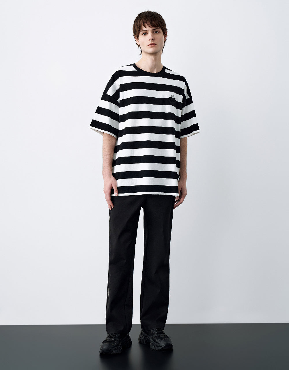 Striped Printed Crew Neck T-Shirt