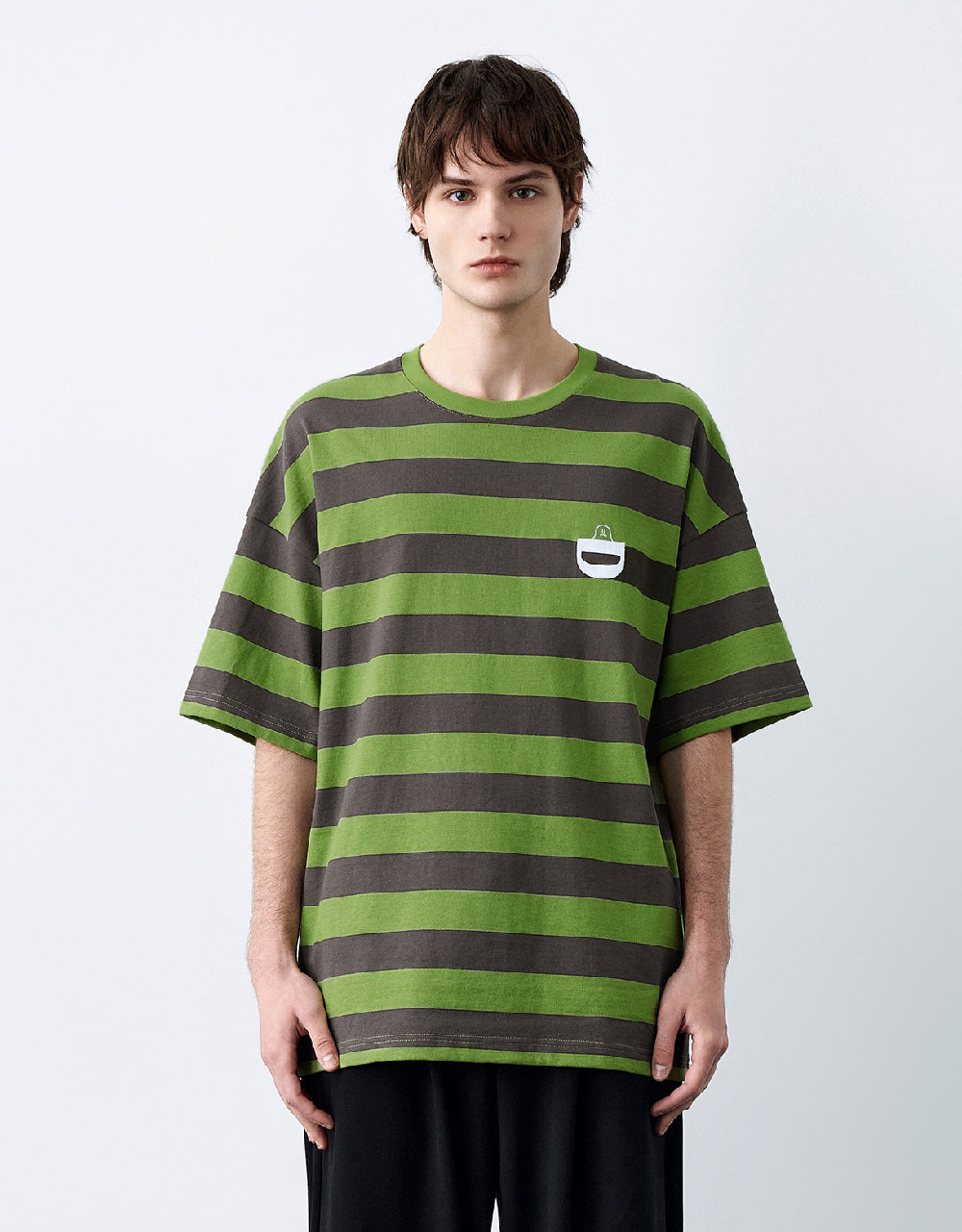 Striped Printed Crew Neck T-Shirt