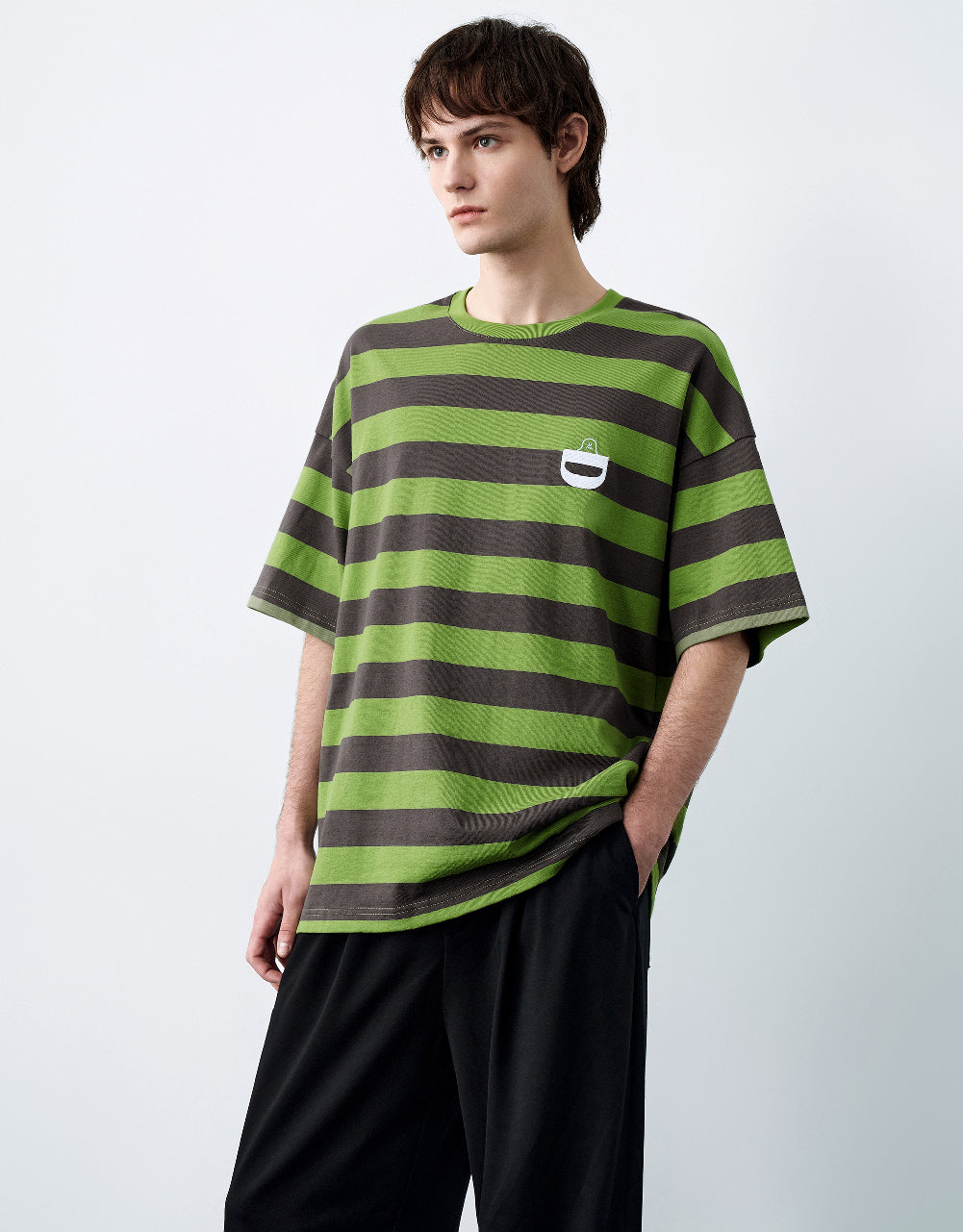 Striped Printed Crew Neck T-Shirt