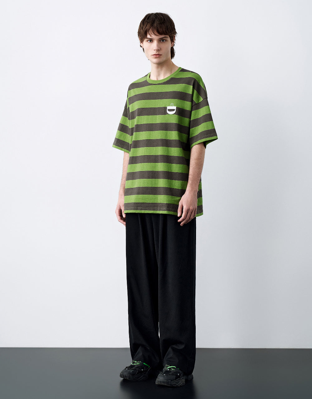 Striped Printed Crew Neck T-Shirt