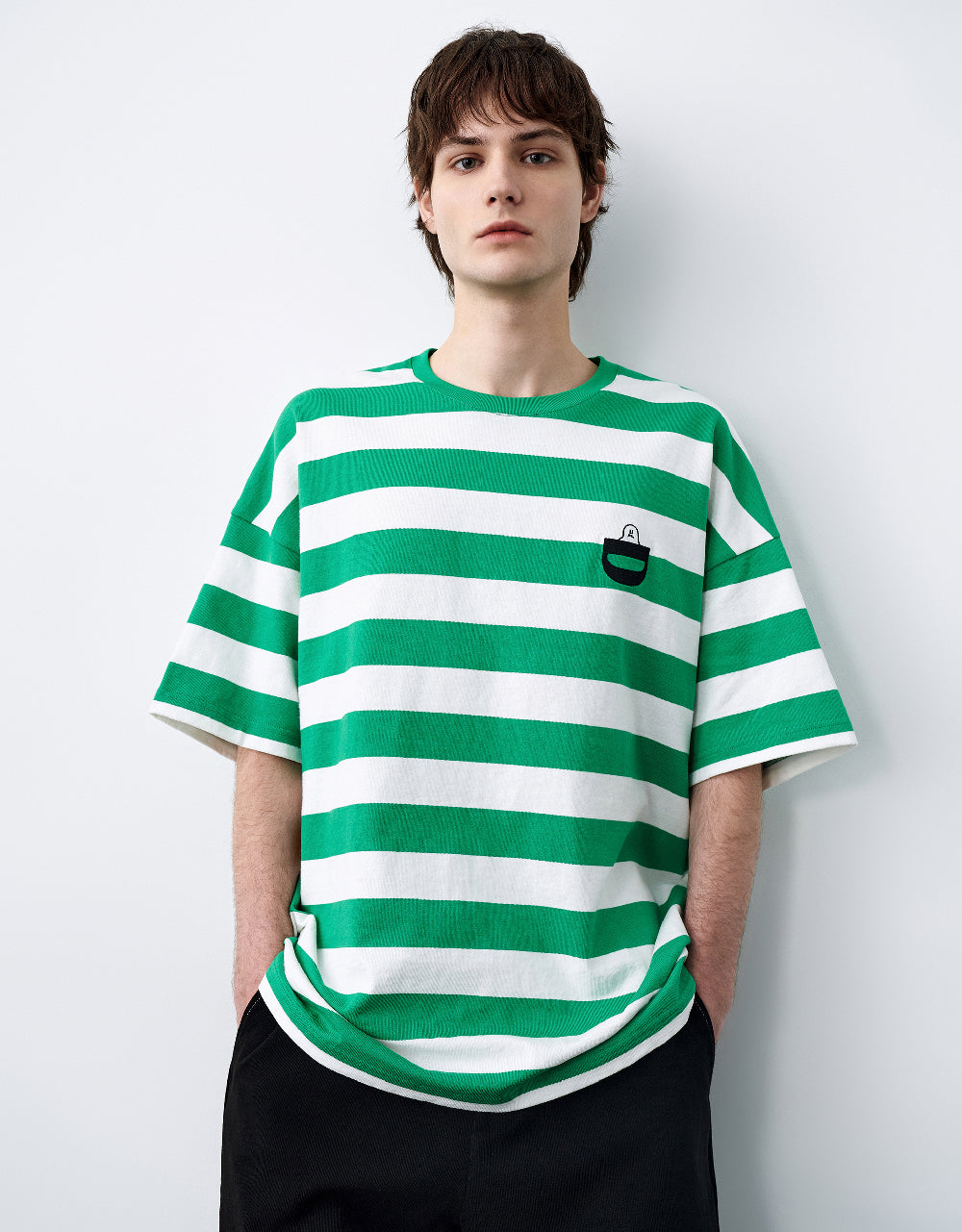 Striped Printed Crew Neck T-Shirt