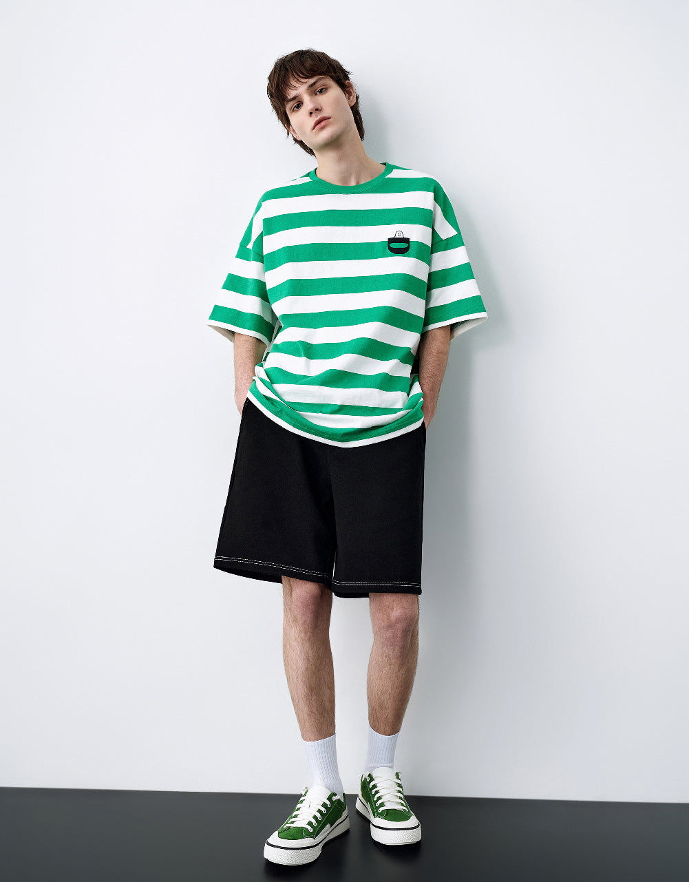 Striped Printed Crew Neck T-Shirt